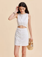 Cotton Eyelet Cut-out Dress