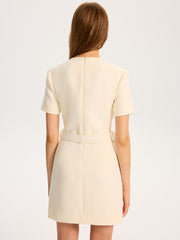 Metal Detail Belted Mini Dress