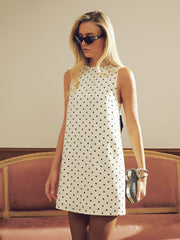 Polka Dot Mini Dress with Back Bow Detail