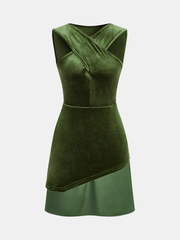 Velvet Sleeveless Asymmetric Dress