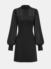 Sheer Chiffon Paneled A-Line Mini Dress