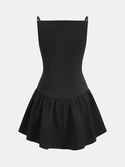 Button Detail Flared Hem Cami Dress