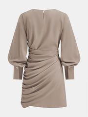 Bishop Sleeve Draped Mini Dress