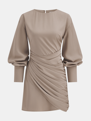 Bishop Sleeve Draped Mini Dress
