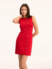 Sleeveless Button-Front Sheath Mini Dress