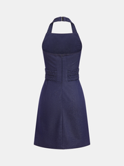 Braided Halter Backless Mini Dress