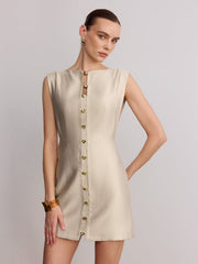 Metal Detail Sleeveless Mini Dress