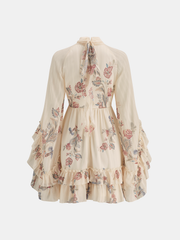 Layered Ruffled Floral Chiffon Mini Dress