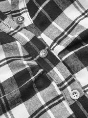 Adjustable Sleeve Waist-Cincher Plaid Shirt Dress
