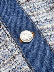 Denim Panel Tweed Mini Shirt Dress