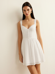 Cotton Eyelet Embroidered Lace Mini Dress