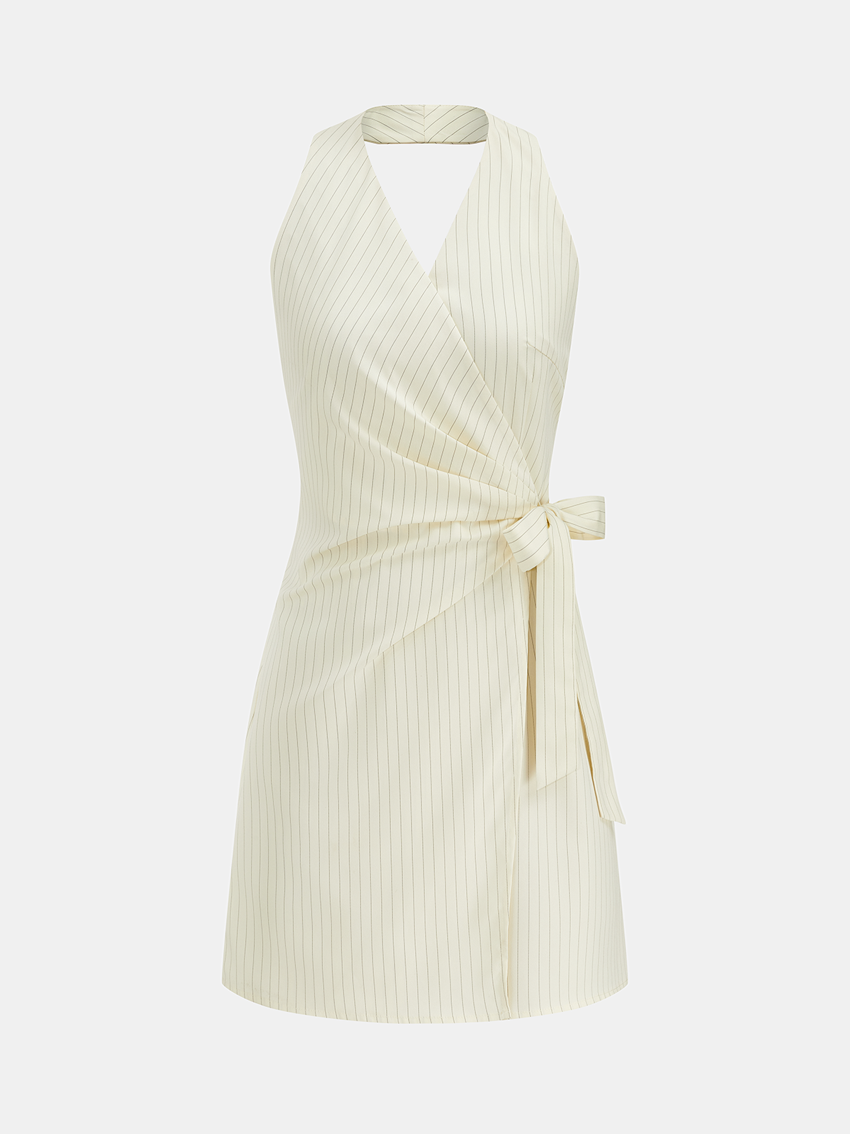 Striped Halter Wrap Tie Mini Dress