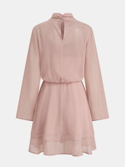 Semi-Sheer Chiffon Long-Sleeve Mini Dress