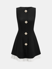 Contrast Hem Sleeveless Rhinestone Detail Dress