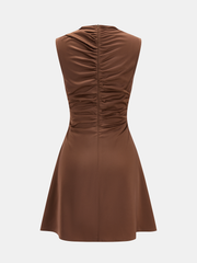 Sleeveless Cowl Neck Satin Mini Dress