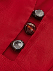 Linen Blend V Neck Embellished Mini Dress