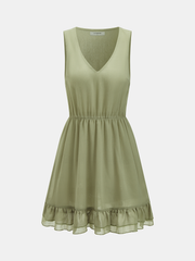 Ruffled Cape & Sleeveless Dress Chiffon Two-Piece Set