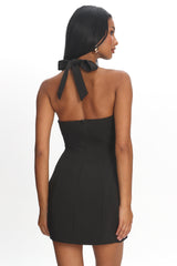 Elisabet Halter Neck Mini Dress Black