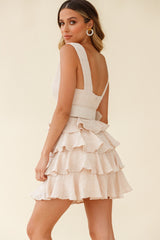 Queensland Tiered Frill Belt Dress Nude