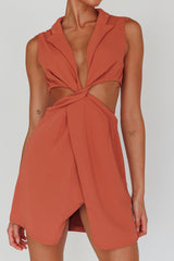Milarni Collared Cut-Out Mini Dress Rose