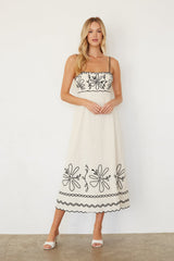 Kinsley Embroidered Linen Midi Dress
