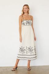 Kinsley Embroidered Linen Midi Dress