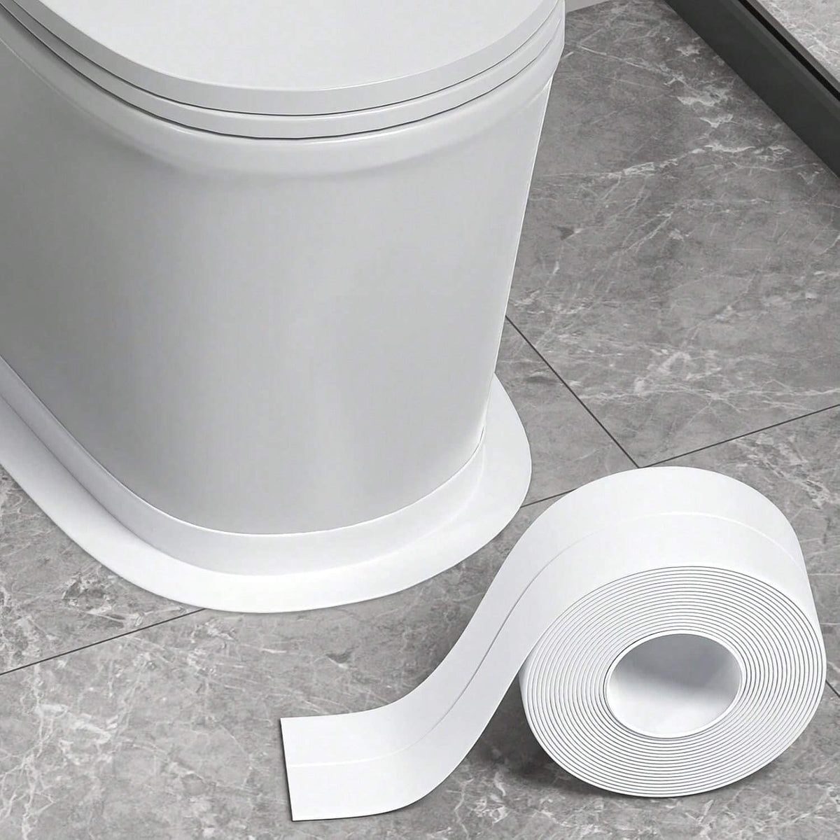 1 Pc White Floor Seal Sticker/Sealing Strip/ Waterproof Seal Tape1 Roll, PVC Waterproof Sealing Strip, Decorative Self Adhesive Caulk Tape, Caulking Sealing Tape, Self Adhesive Sink Stove Crack Strip, Kitchen Bathroom Bathtub Corner Sealant Tape