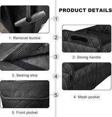 1 Car Trunk Storage Box, Vehicle Storage Container, 6-Pocket Organizer, Car Accessories, Automotive Storage, Luggage Compartment, Trunk