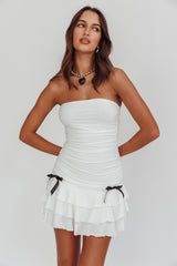 Dottie Bodycon Ruffle Mini Dress Off White