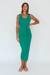 Wander Lust Crochet Midi Dress Green