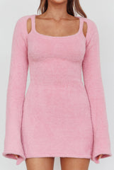 Count On It Fuzzy Knit Mini Dress Blush