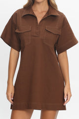 Mariska Collared Mini Dress Chocolate