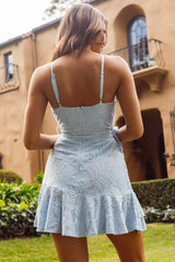Khandi Wrap Ruffle Lace Dress Steel Blue