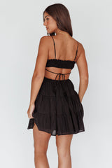 Eyona Cut-Out Waist Tie Mini Dress Black