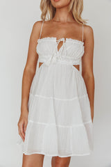 Eyona Cut-Out Waist Tie Mini Dress White