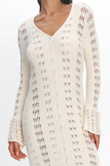 Portside Long Sleeve Knit Maxi Dress Cream