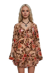 Clementine Printed Velvet Dress