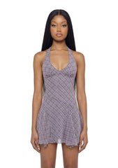 Essex Plaid Halter Dress - Purple
