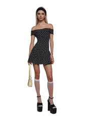 Audrey Polka Dot Dress - Black