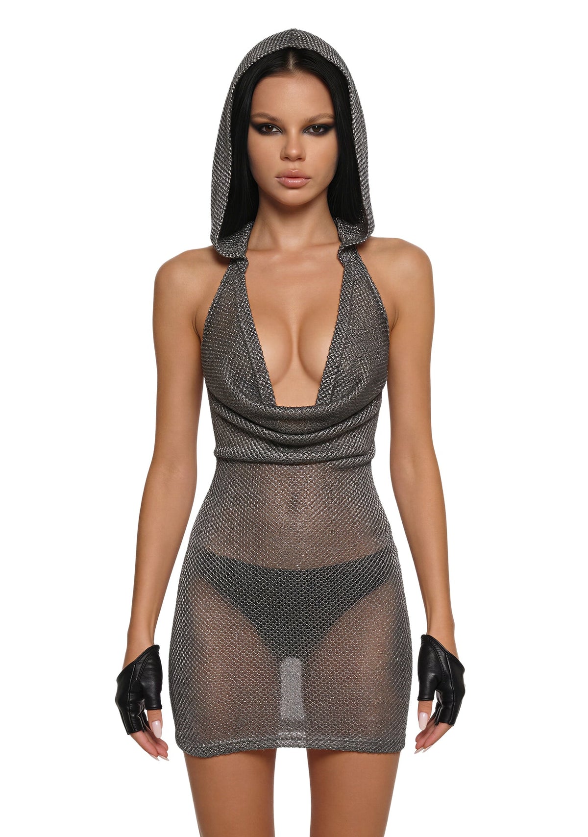 Analog Hooded Cowl Neck Dress
