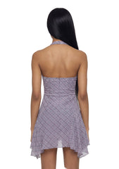 Essex Plaid Halter Dress - Purple