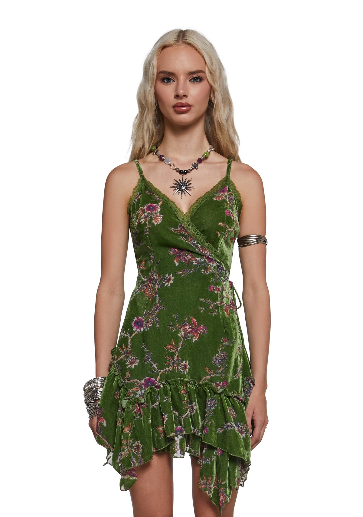 Dryas Velvet Wrap Mini Dress
